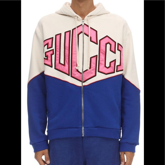 Gucci Multi Color Hooded Sweatshirt With Gucci  Embroidery Sz S - Picture 2 of 11